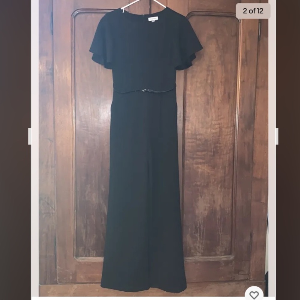 Calvin Klein Womens Wide Leg Jumpsuit Jumper Black  Belt Short Sleeve - Picture 13 of 15